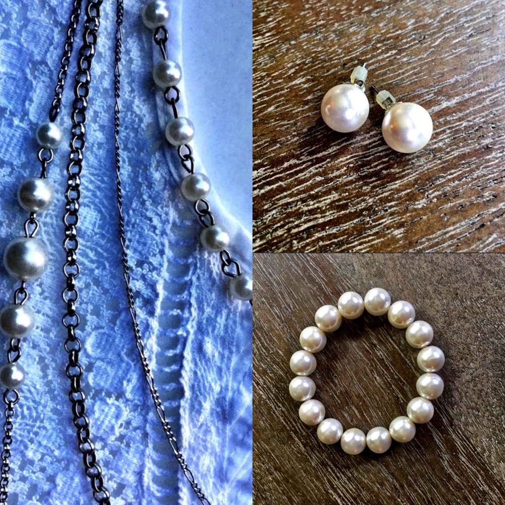 🐻 2/$25 • Pearl Bundle • Necklace, Bracelet & Earrings Set